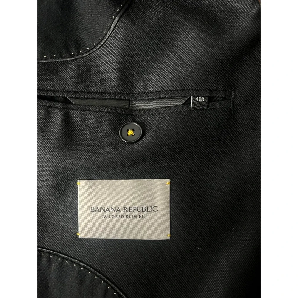 Banana Republic Reda Flexo Tailored Slim Fit Blazer Mens 40R Black Wool Jacket